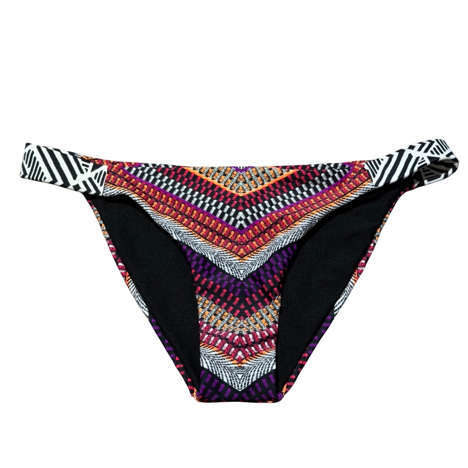 Roxy Quiksilver Swim Bikini Bottom Low Rise Chevron Stripe Purple Women L